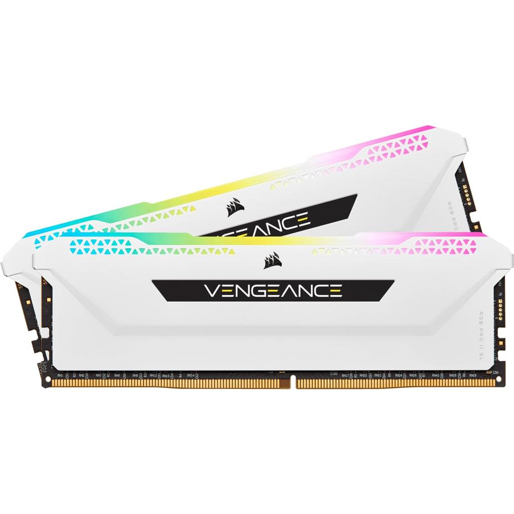 Memoria RAM CORSAIR VENGEANCE RGB PRO SL DDR4 32 GB (16 GB x 2) 3600MHz Compatible con Intel XMP CL18 PC de Escritorio Blanco CMH32GX4M2D3600C18W