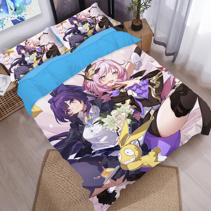 Anime Elysia Bedding Sets Japanese Anime Two-Dimensional Girl Duvet Cover Set Kawaii Sexy Girl Quilt Cover 2/3Pcs