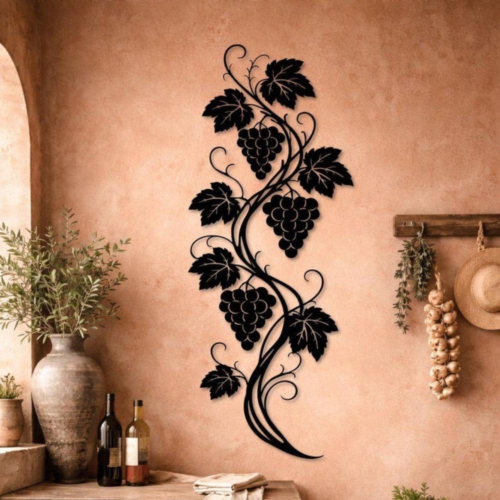 Decoratieve Druivenrank Metaal Wandkunst voor Wijnliefhebbers Rustieke Huis Keuken Decor Wijnmakerij Bord
