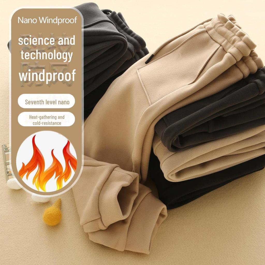 Kids' Seven-Level Windproof Velvet Sweatpants - Korean Style for Autumn/Winter