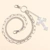 Punk Style Double Layer Cross Pendant Metal Chain Belt For Men Hip Hop Streetwear