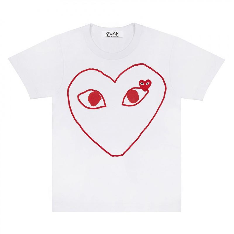 Popolare nuova versione giapponese di T-shirt per coppie Kawaku amore uomini e donne con la stessa stampa a maniche corte CDG gioca Baoling