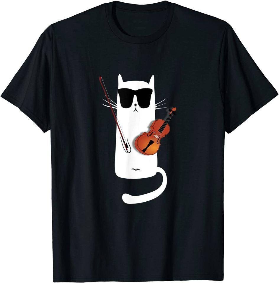 Cat Wearing Sunglasses Playing Violin Funny T-Shirt Classic T-shirt