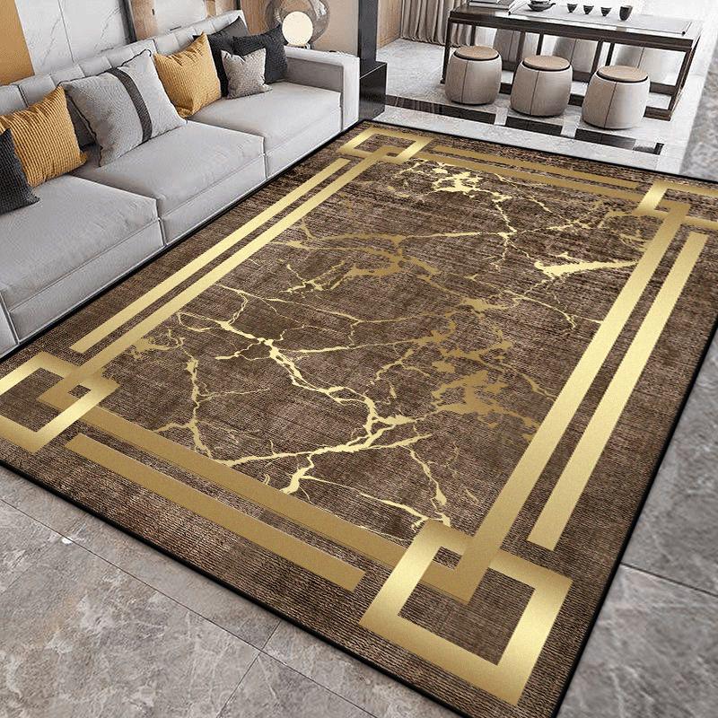 Big Size Non-slip Home Decoration Luxury Carpet for Living Room Golden Border Washable Gaming Room Decor Rug Soft Sofa Table Mat