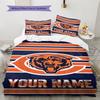 Name Custom Chicago Bears Logo Pattern Bedding Set Quilt Cover Pillowcase Home Decor Gift (1 * Duvet Cover + 2 * Pillowcase, Without Core)