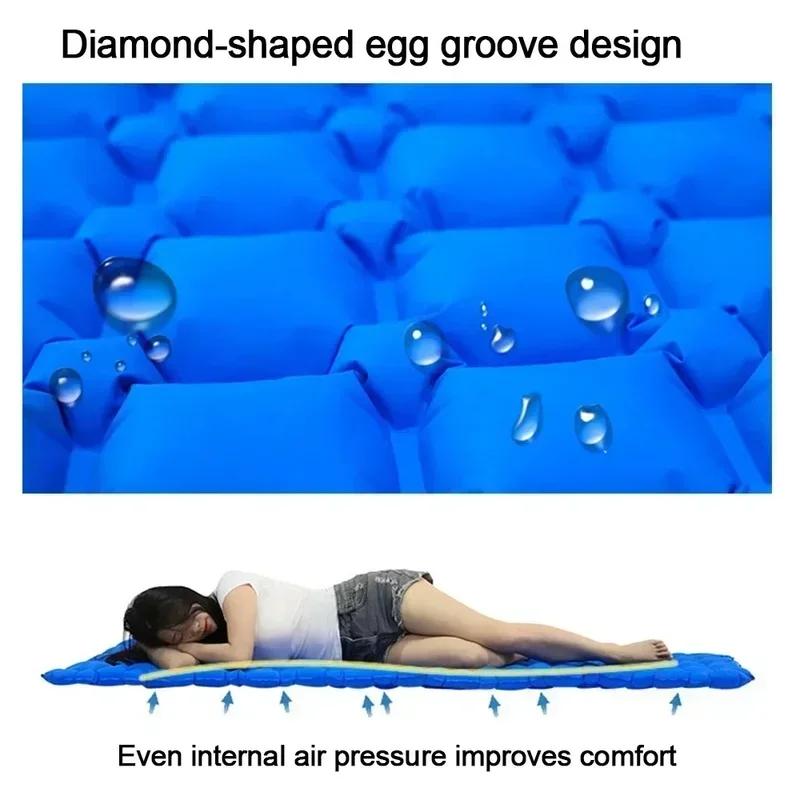 Outdoor Camping Inflatable Mattress Cushion Outdoor Camp Picnic Tent Sleep Pad Ultralight Air Mat Built In Inflator Pump Hiking
