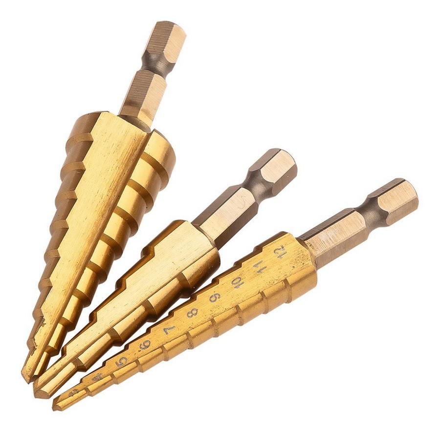 Hss Tin Step Drill Set 3-20 Mm Hex 3 Pcs - T N08-948