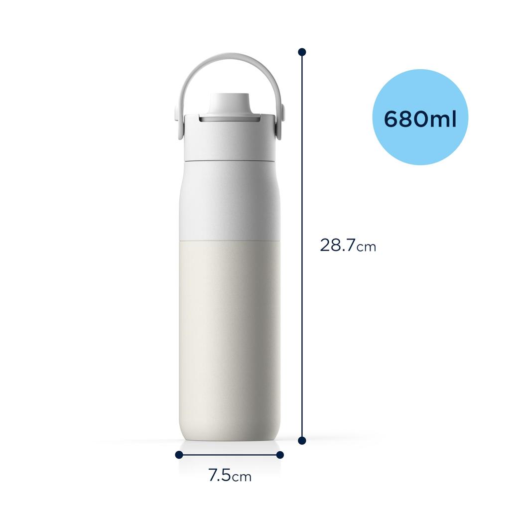 Brita 680ml Stainless Steel Water Insulation Cold with Handle and Dishwasher Lark Essential Black Bottle, Double-Walled (24-Hour Retention), Straw,