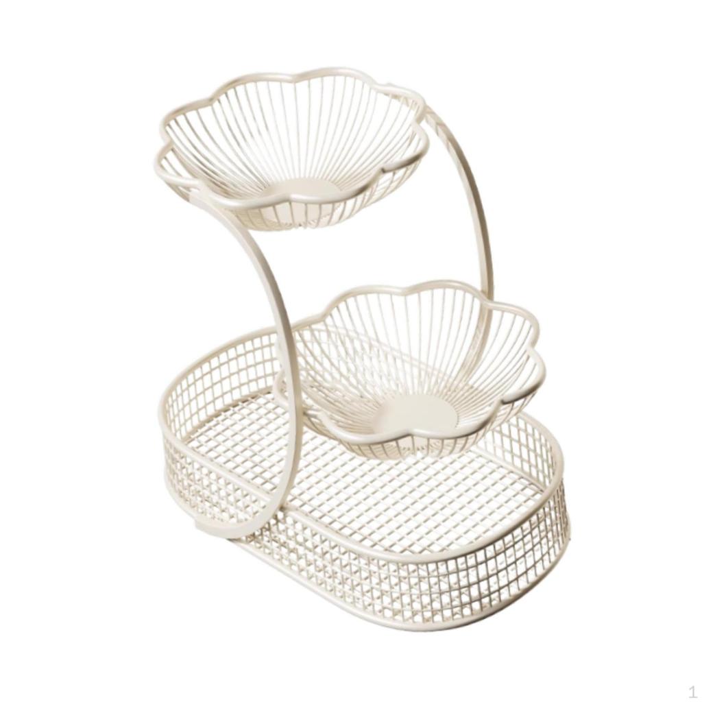 3-tier Metal Countertop Fruit Bowl, Ideal for Storing Bread, Vegetables, And Fruit. The Dining