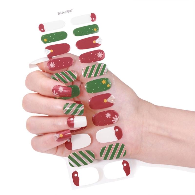Wearable Gels Nails Wraps Cured Gels Nails Stickers French Styles Gels Nails Strips Nails Art Decortions for Party