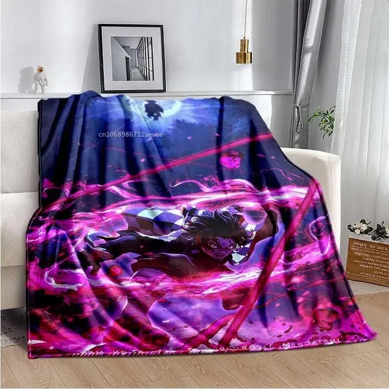 Anime Demon Slayer Kimetsu no Yaiba Fleece Blanket Nezuko Kamado Tanjiro Kamado Soft Bedding Bedspread Sofa Warming Cover