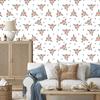 Wallpaper Small Flowers White and Light Gray for Living Room and Bedroom 50x1000