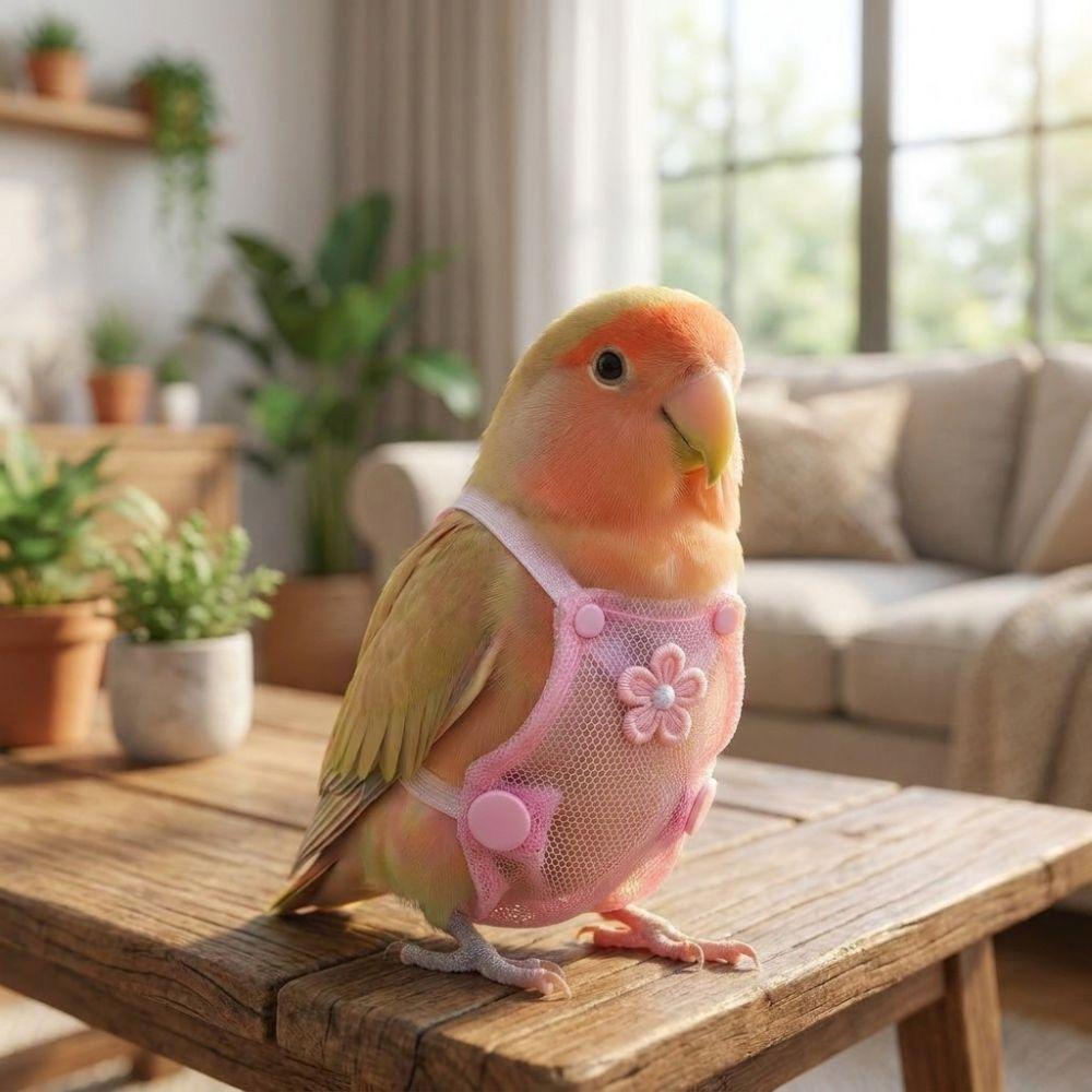 Breathable Mesh Bird Flight Suits with Leash Parrot Nappy  for Cockatiel Pigeons