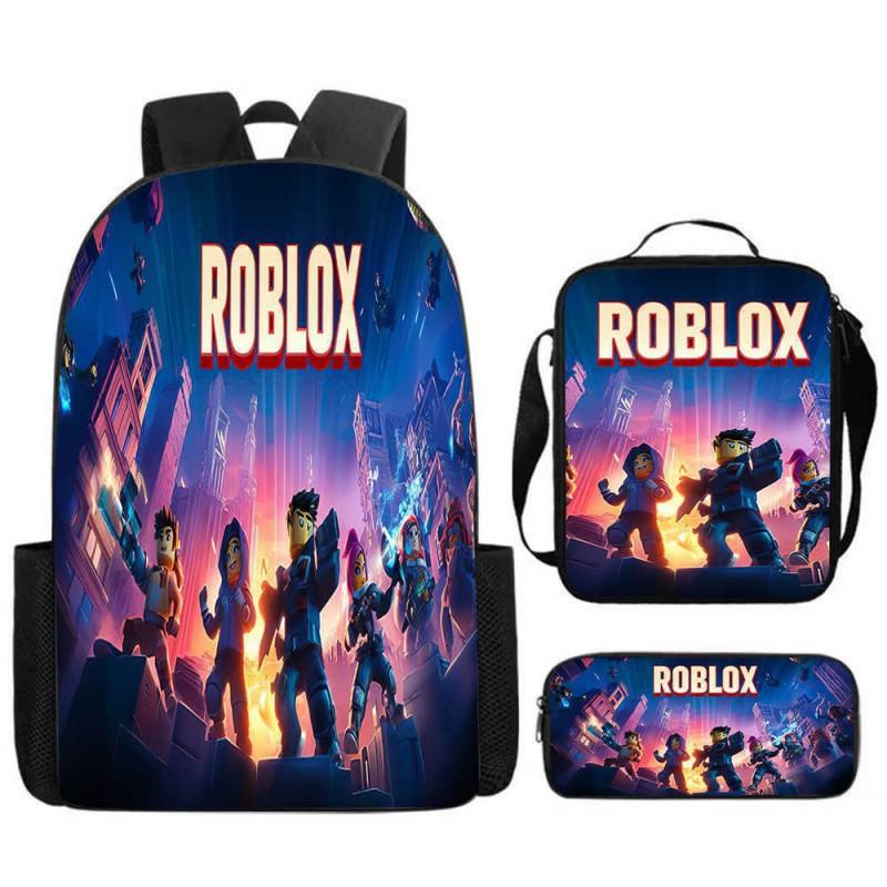 ROBLOX Themed Kids Backpack School Lightweight Durable Oxford Fabric Bag With Padded Straps Cartoon Print Grades 1-9