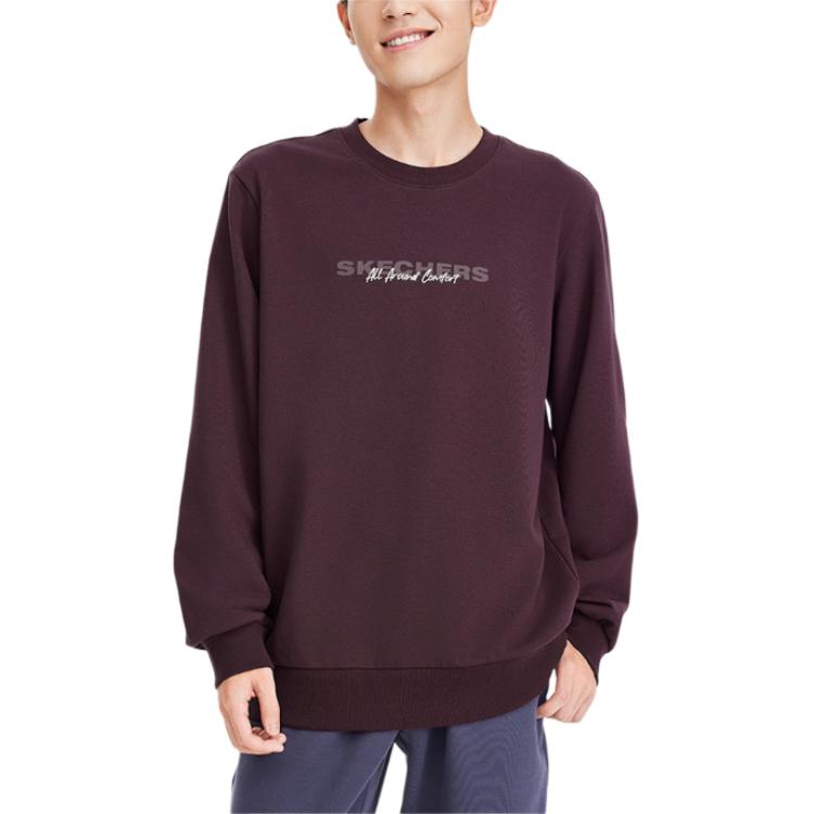 Skechers Sports Alliance Series Warm Crew Neck Pullover Sweatshirt Unisex sweatshirt Fig-Purple L424U101-04QS