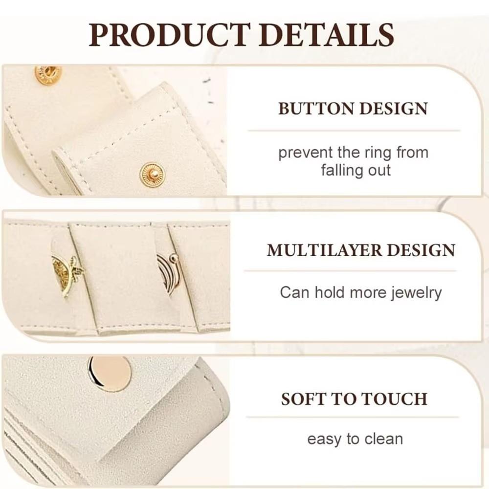 Mini Jewelry Pouch Flip Cover Storage Case Foldable Necklace Ring Packing Bag  Ring Storage Box
