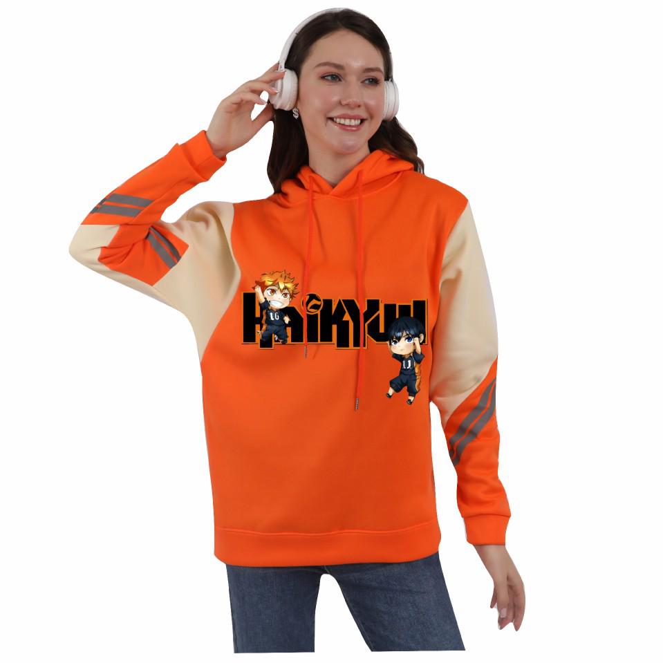 2024 Haikyuu Series Reflective Color Block Hoodie