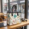 Cute Stationery Print Daily Shoulder Tote Bag Casual Portable Handbag for Shopping School Commute