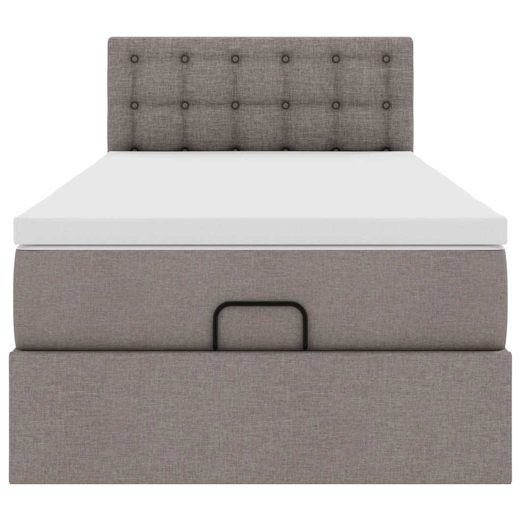 Ottoman Bed with Mattress Taupe 100x200 Cm Fabric