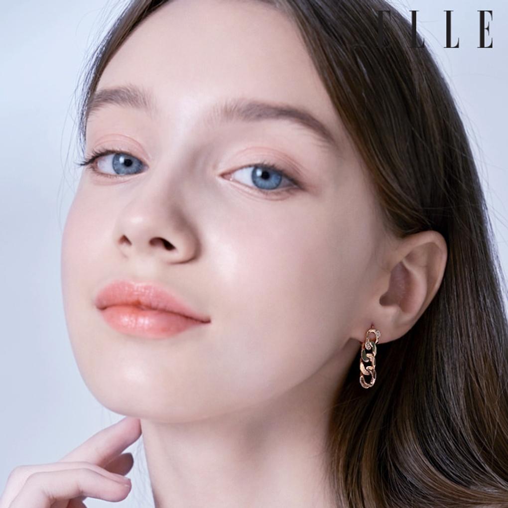 14K Chain One-Touch Earrings (Gold Pin) ELGPEE425
