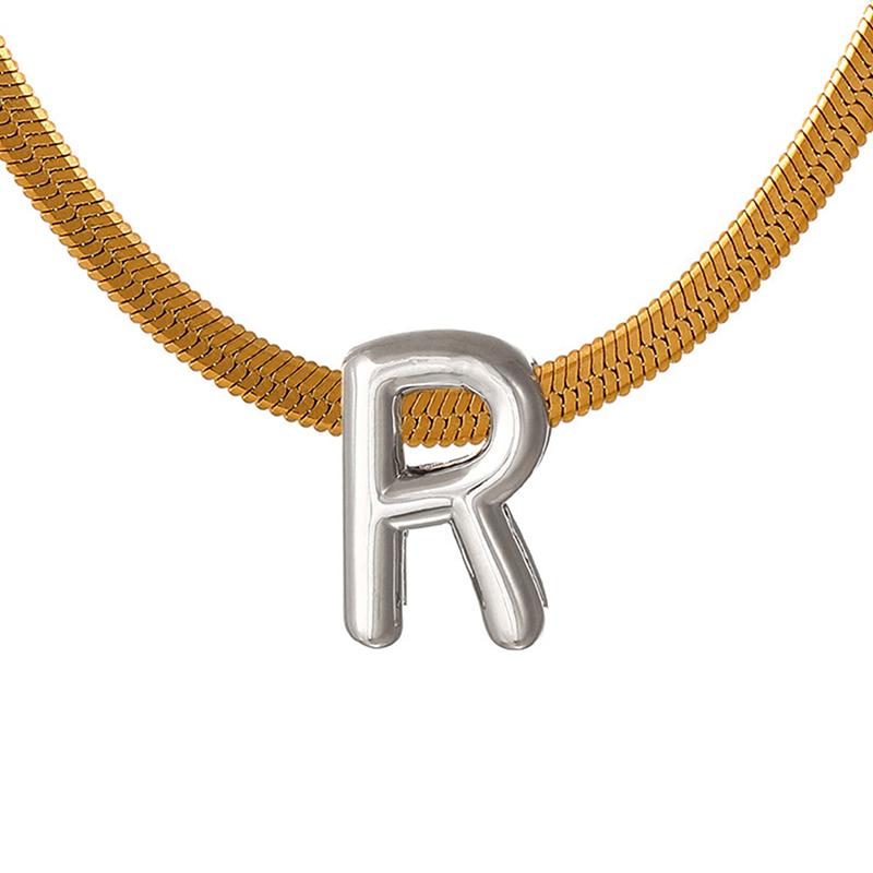 Titanium Steel Snake Bone Chain 26-Letter A-Z Initial Pendant Necklace Alphabet Choker Jewelry Holiday Gift For Women