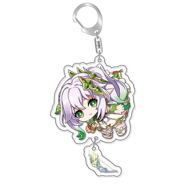 Game Genshin Impact Keychains Acrylic Model School Bag Jewelry Keychian Metal Holder Key Ring For Children Girl Men Accessories