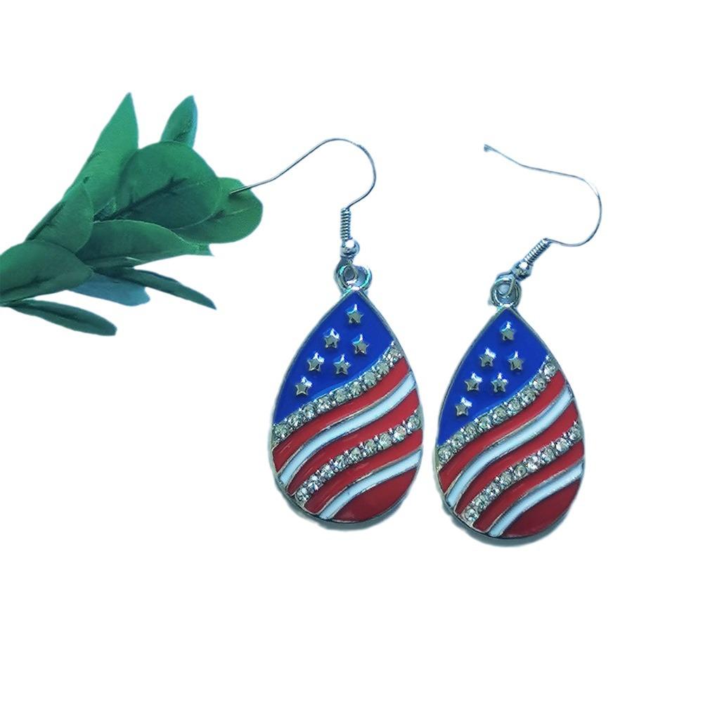 2024 Trending European & American Independence Day Rhinestone Star Flag Women's Earrings