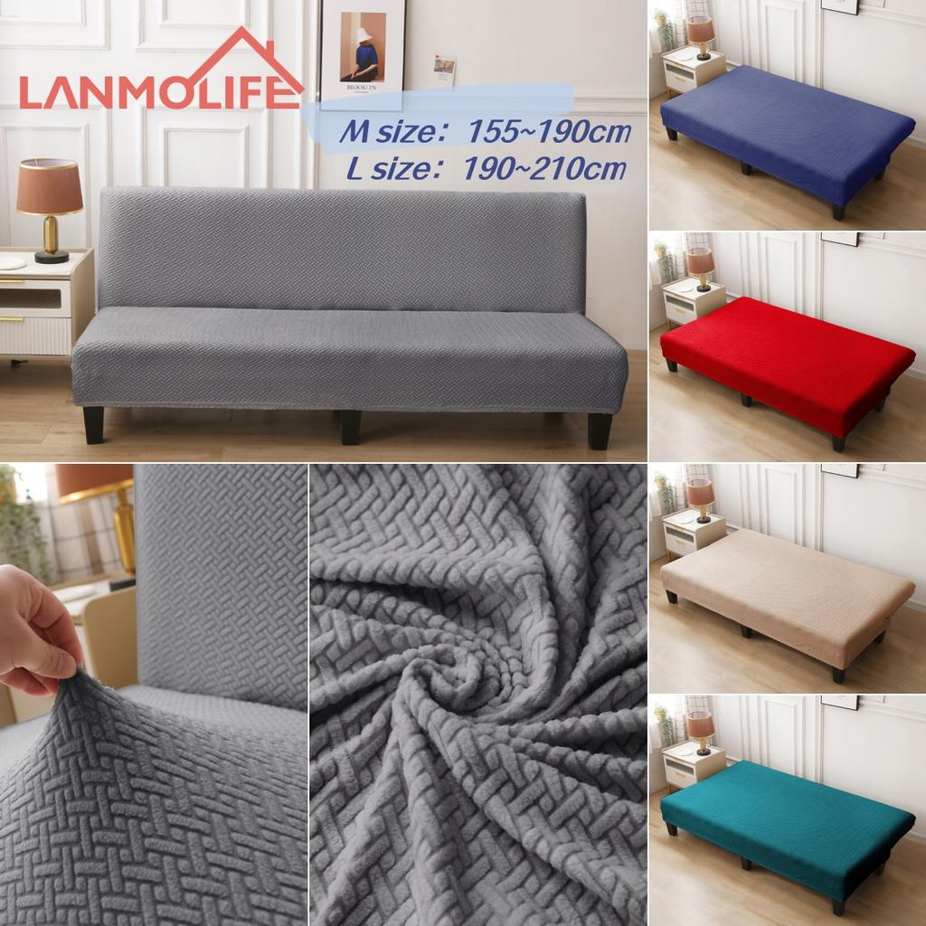 Jacquard Sofa Bed Cover High-quality Polar Fleece Fabric Armless Sofa Bed Cover Without Armrest For Living Room Stretch Folding