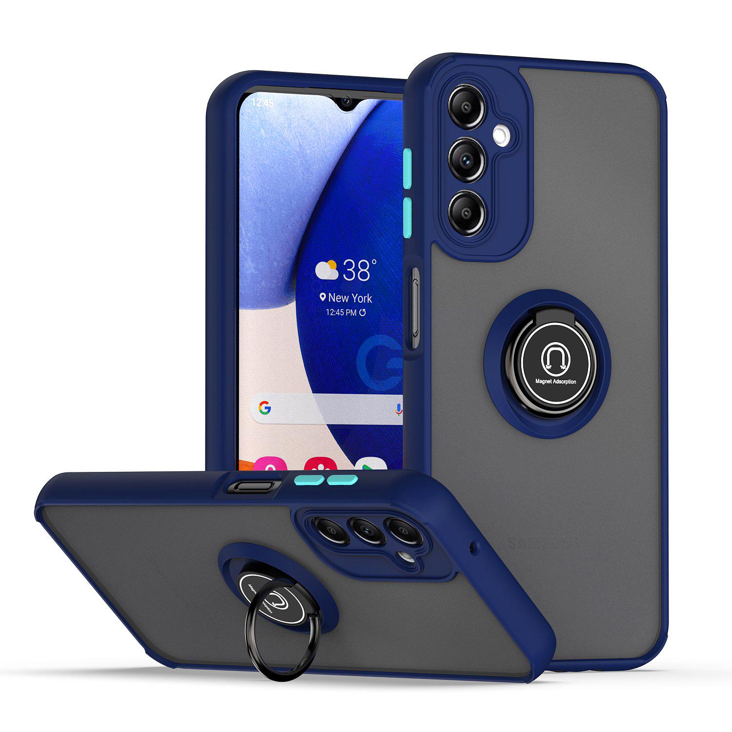 

Чехол Armor для Samsung Galaxy A16 A06 A15 5G A25 A35 A55 A05 A05S A14 A24 A34 A54 M15 чехол-кольцо подставка держатель чехол Funda Capa For Galaxy A16 5G темно-синий