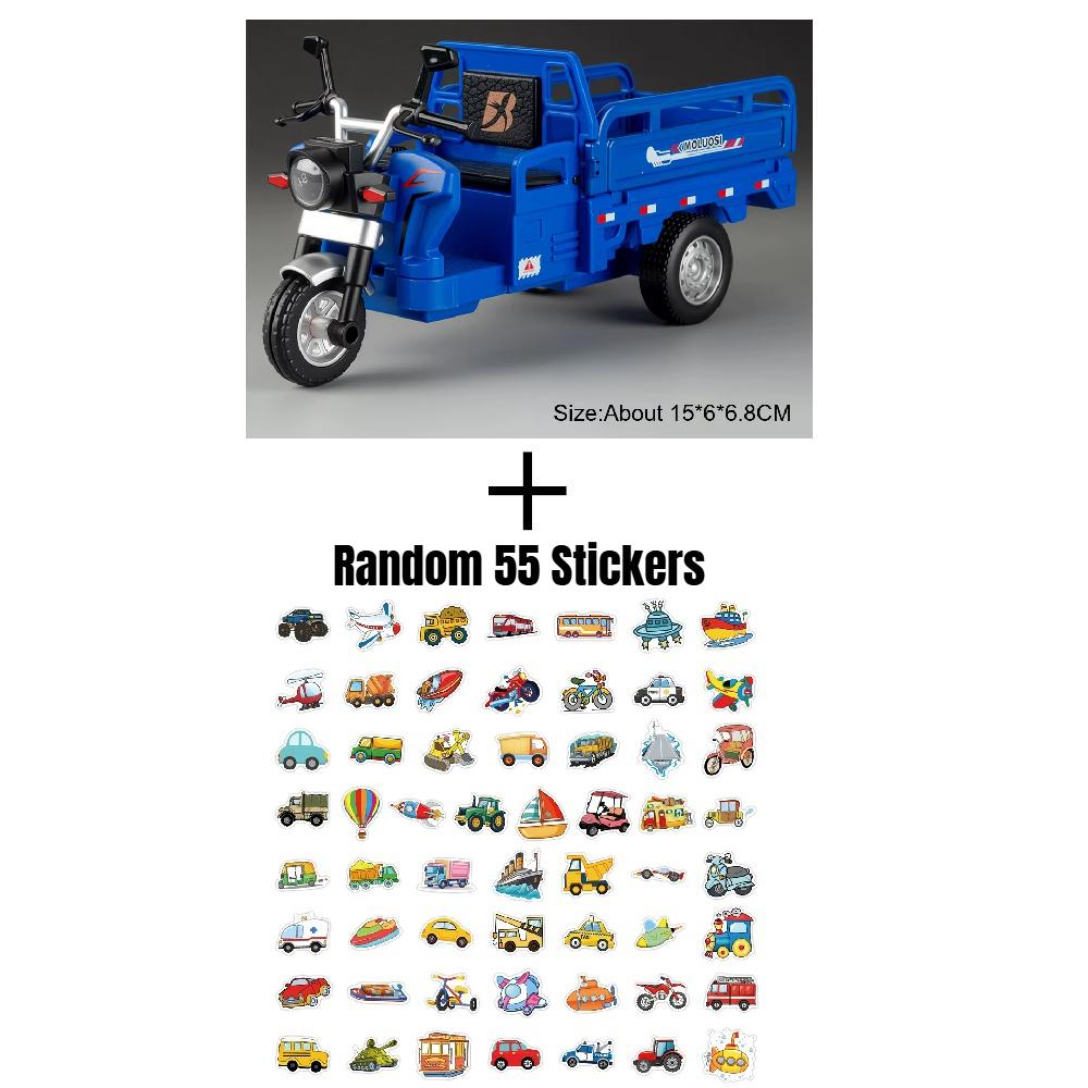 1:15 Scale Alloy Tricycle Model Toy Car Sound Light Pull Back Metal Diecast Transport Vehicles Models Boys Gifts Ornaments