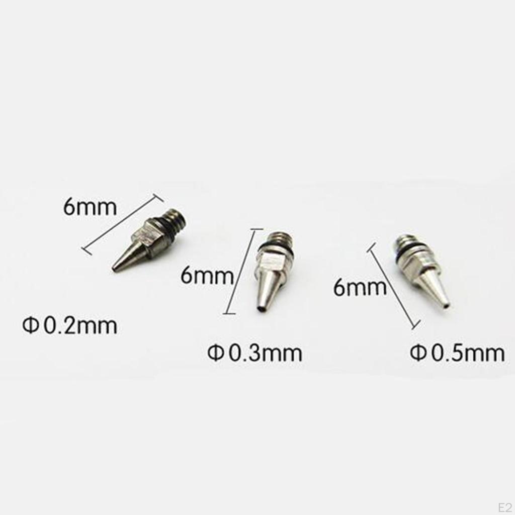 2pcs 0.2/0.3/0.5mm Airbrush Nozzles Kit, Accessories Painting Machine Gravity Feed Part