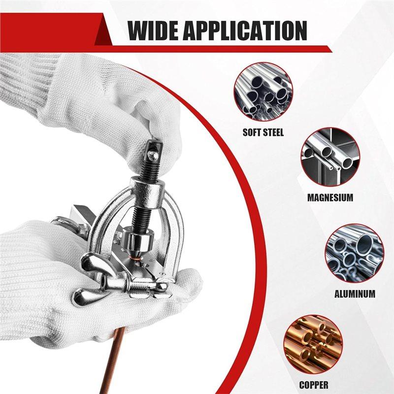 Brake Line Flaring Tool Kit 45 Degree Double& Single With 5 Adapters For Brass Tubing, Copper