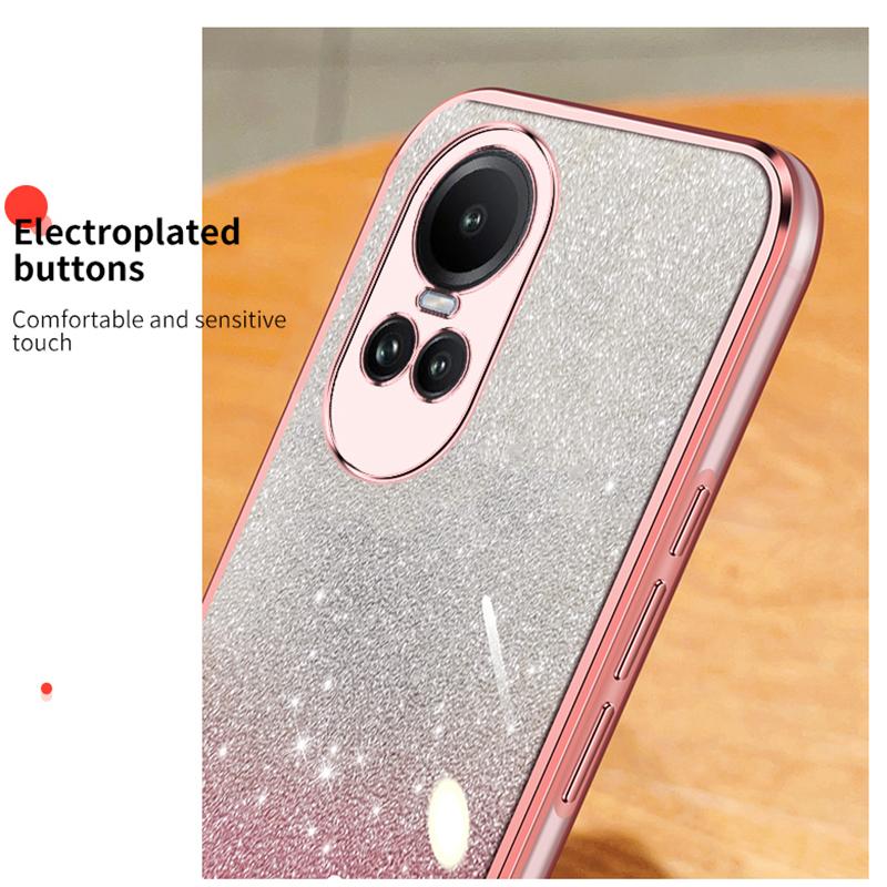 KEYSION Luxury Plating Glitter Phone Case for OPPO Reno 10 Pro 5G Transparent Soft TPU Shockproof Back Cover for OPPO Reno10 5G
