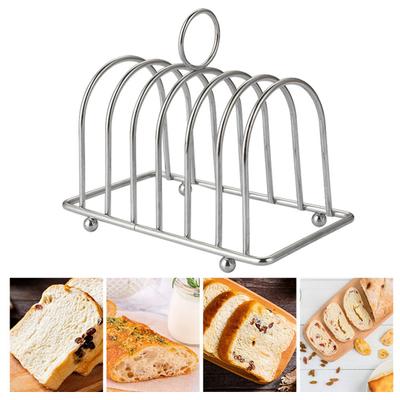 Bread Rack Non-deformable Loop Carry Handle Non-Stick Ball Feet Rust-free Stainless Steel 6 Slots Toast Bread Holder Bakery Supply