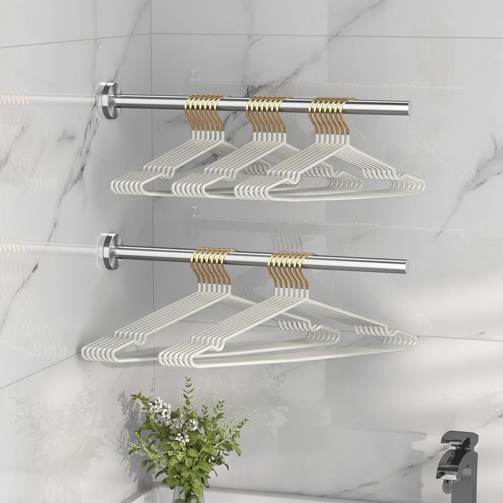 Stainless Steel Towel Bar for Bathroom, Wall-Mounted Towel Rack, 15.75inch Long, Available in Black Brushed End