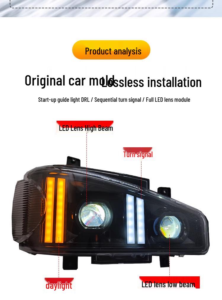 LED Headlight Assembly with DRL for FAW Jiefang J6/J6P/J6M - Double Lens Modified