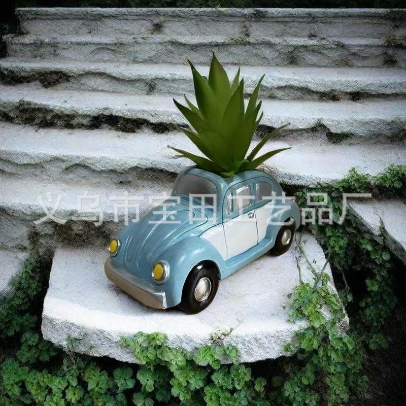 Kreativní retro auto květináč světlo pryskyřičná dekorace květináče, vhodné pro dekoraci dvora domácí zahrady