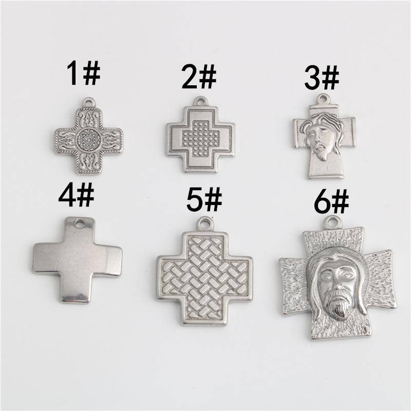 Stainless Steel Square Cross Pendant Charm for DIY Jewelry