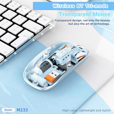 Transparent Mouse Rechargeable Wireless Mouse High-end PixArt 3065 IC Design 1600DPI Adjustable
