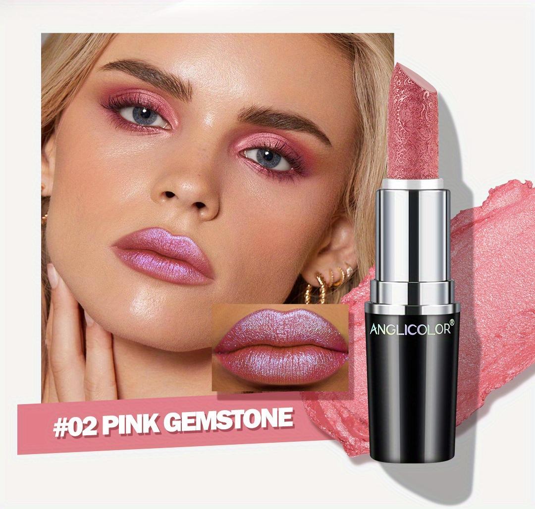Pearlescent Lipstick Nourishing and Moisturizing Multifunctional Glitter Lipstick Non stick Cup Long lasting Lipstick,Preservative free 02