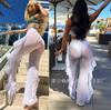 Pantaloni in pizzo multiribbon di alta qualità, semi-prospettici, che mostrano la figura