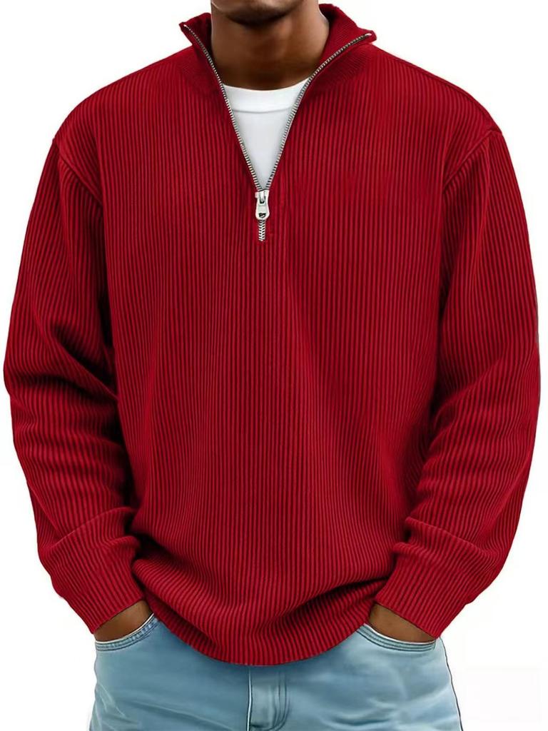 Men's Stand-Up Collar Corduroy Polo Shirt - Autumn/Winter 2025 Collection