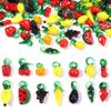 5pcs/lot Vegetables Fruit Glass Charms Pendant Lemon Watermelon Eggplant Grape Pendants For DIY Jewelry Making Necklace Earrings