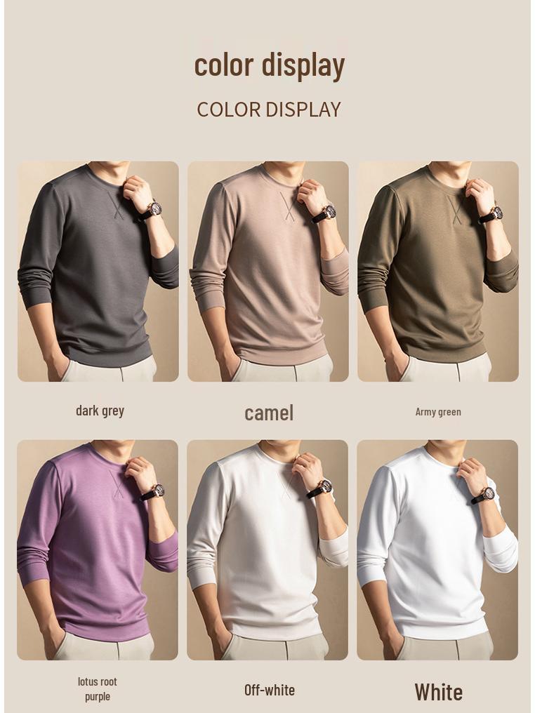 2025 Spring/Autumn Men's Trendy Long Sleeve Sweatshirt: Luxurious Casual Crew Neck Top