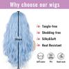 Blue Wavy 13×4 Lace Front Wig Long Hair Ice Blue Wigs for Women Heat Resistant Hair Daily Use Cosplay Party Halloween Wig 24inch