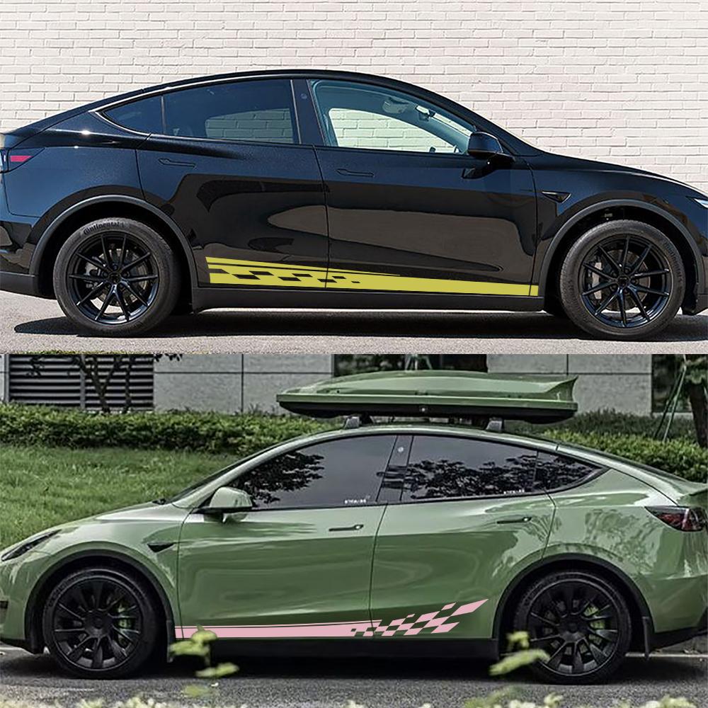 Car Vinyl Side Decals for Tesla Model Y Body Side Sticker Stripes Racing Style Decor Decal Modification Stickers 2Pcs