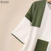 ZANZEA Women 3/4 Sleeve Print Blouse and Pants Casual Two Piece Suit Sets