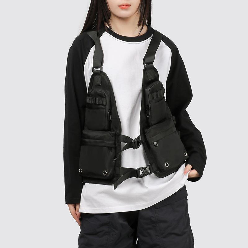 Schoolbag New Solid Color Casual Tooling Wind Backpack Large Capacity Multi-pocket Student Travel Schoolbag Ruiying College Student Backpack