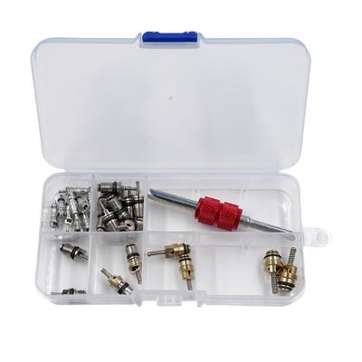 Professional Automotive Air Conditioning Valves Core Kit Replacement Pack Universal Metal Cores With Removal Accessory