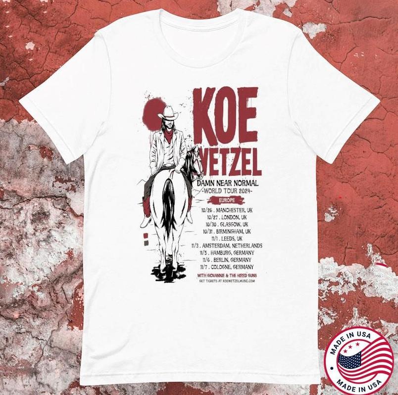 Koe Wetzel Music Damn Near Normal World Tour 2026 T-shirt size S-5XL S